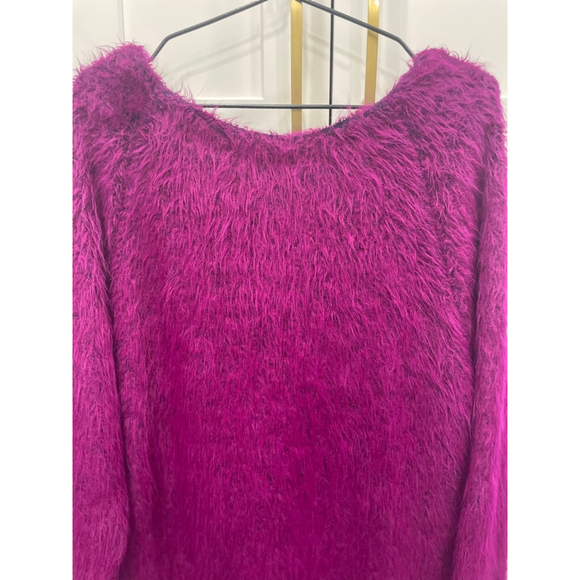 NWT Free People Bon Bon Magenta Fuzzy Alpaca Sweater Mini Dress - Picture 3 of 14